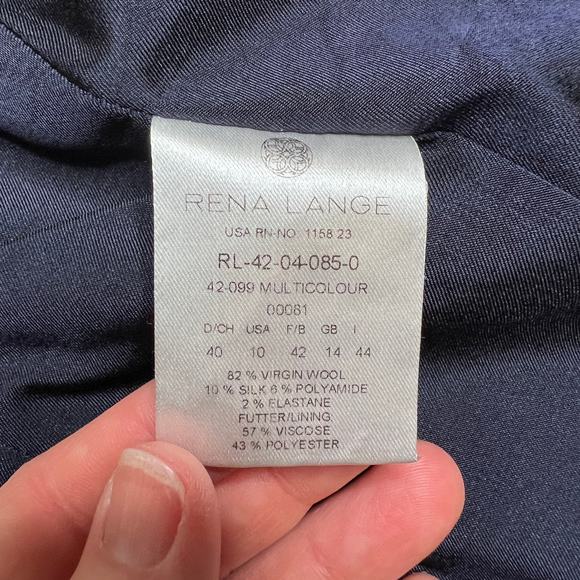 Rena Lange Woven Wool Silk Blend Purple Black Pattern Double Snap Jacket 10 - Picture 6 of 11